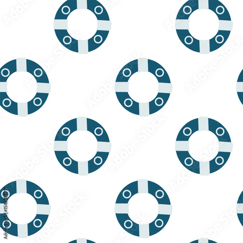 Seamless vector pattern featuring lifebuoys suitable for nautical themes and designs
