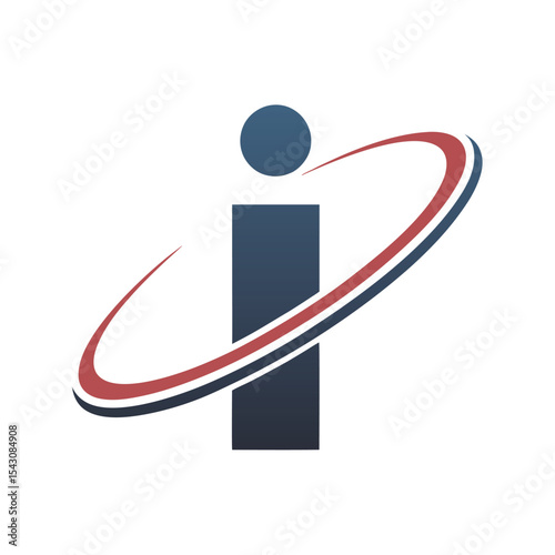 Abstract Blue Red Corporate Logo Design featuring stylized letter I with orbiting circle element representing