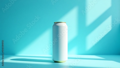 Wallpaper Mural A white aluminum can sits on a blue surface in sunlight Torontodigital.ca