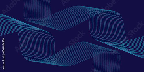 Abstract glowing wave lines on dark blue background. Dynamic wave pattern. Modern flowing wavy lines. Futuristic technology concept.