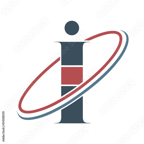 Abstract stylized letter I logo design featuring a dark gray uppercase I with a red horizontal bar a dark gray