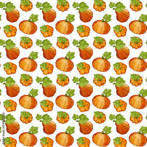 Seamless pattern pumpkins for autumn harvest, Halloween, and Thanksgiving design. For greeting cards, posters, flyers, banners for fall festivals and farmers’ markets, packaging, textile design