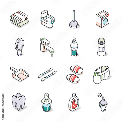Check out modern set depicting hygiene and cleanliness isometric icons