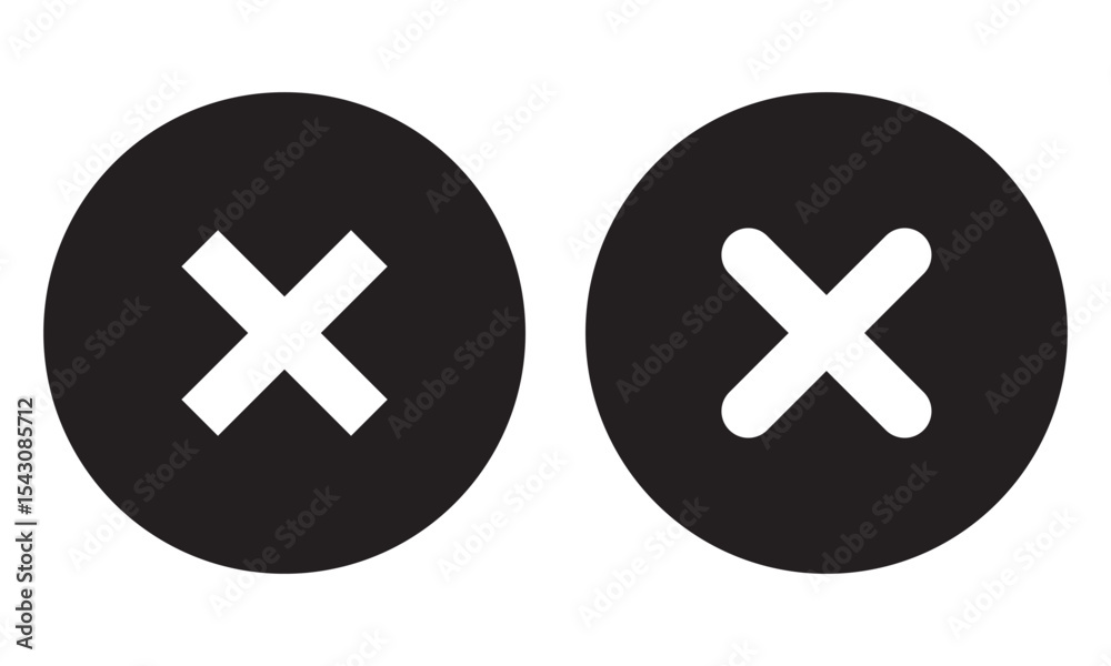 Obraz premium Red cross sign set. Wrong mark collection. Red cross X symbol. Red grunge X icon. Stock vector.