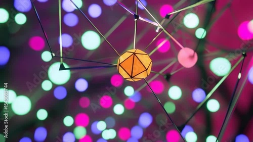 Colorful abstract representation of interconnected nodes and vibrant lights in a night setting