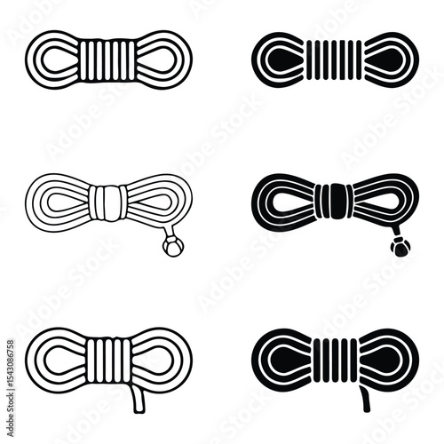 Icon pack of  climbing ropes for camping and trekking visuals