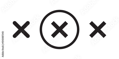 Red cross sign set. Wrong mark collection. Red cross X symbol. Red grunge X icon. Stock vector.