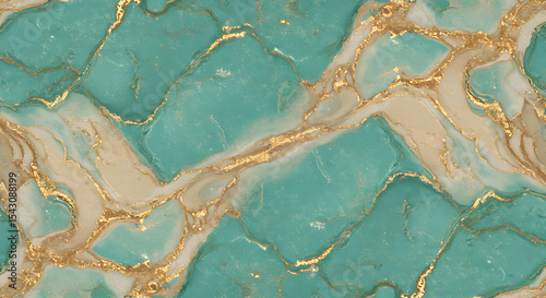 Teal and Gold Marble Texture Elegant Seamless Pattern Background