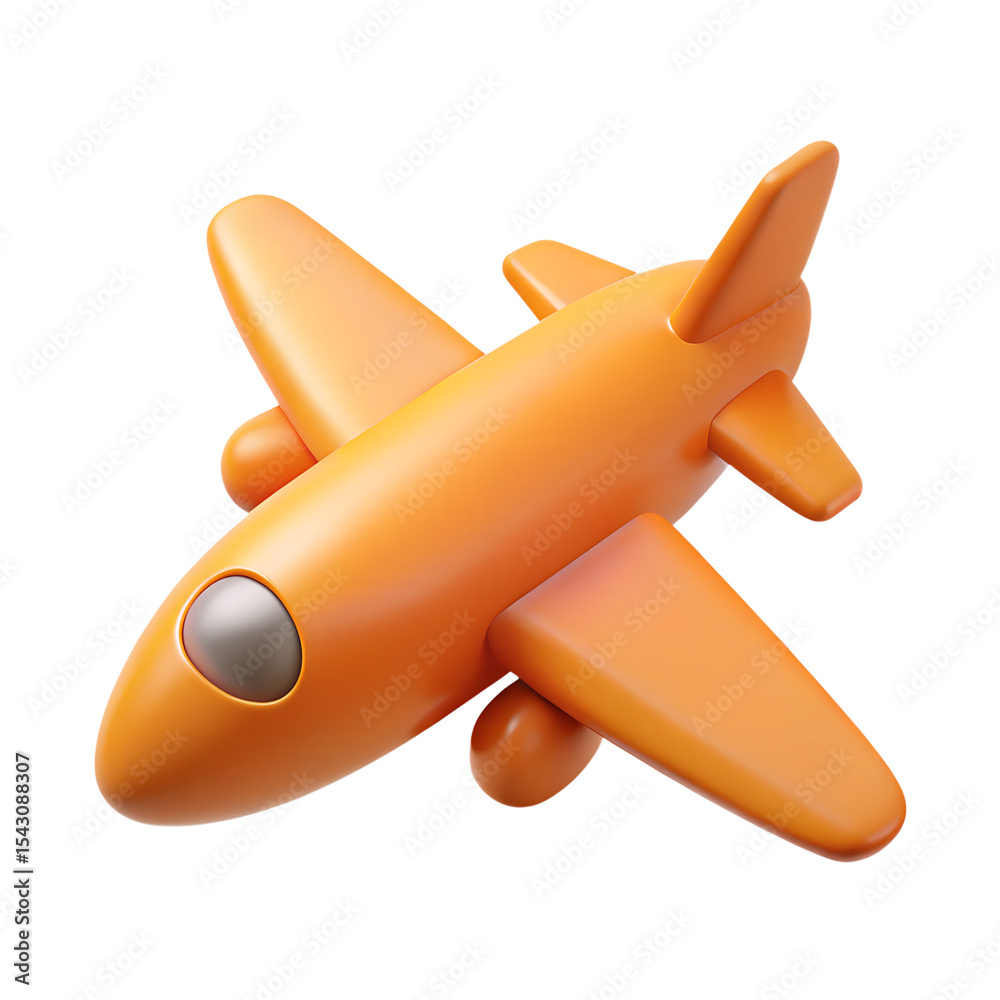 Fototapeta premium Orange Plane Aircraft Icon 3D Rendering Isolated