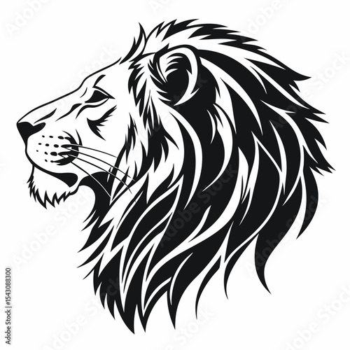 Wallpaper Mural A majestic lion head depicted in a powerful monochrome tribal style emblem Torontodigital.ca