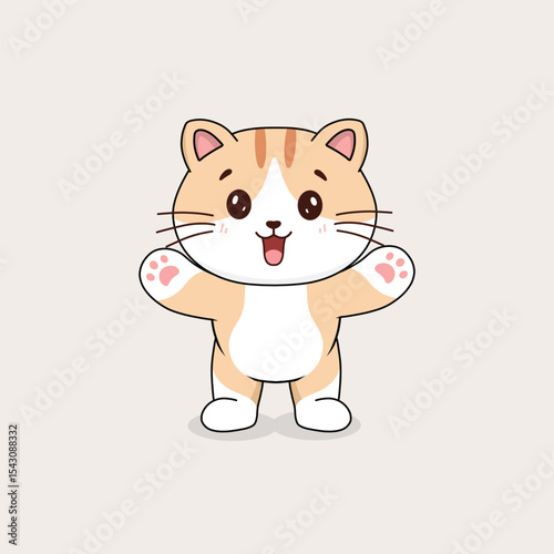 Standing cat cute iilustration style