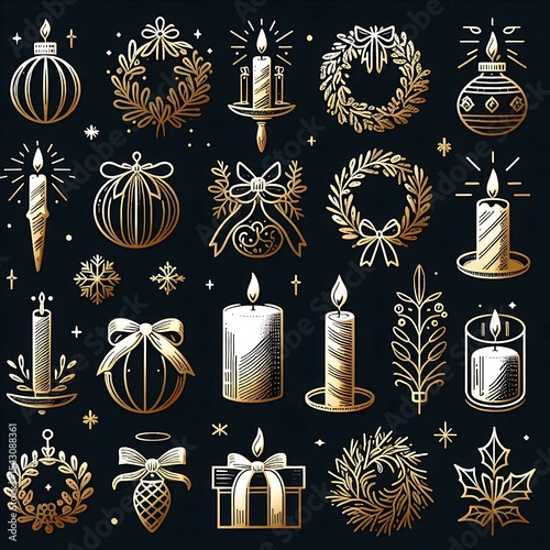 Gold Outline Celebration Icons