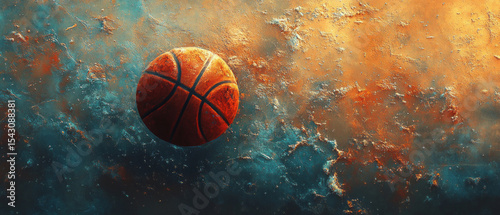 Abstract background with a basketball surrounded by dynamic textures. Useful for sports themes and design.