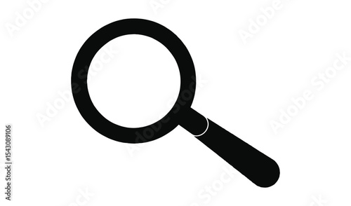 Simple black magnifying glass icon illustration