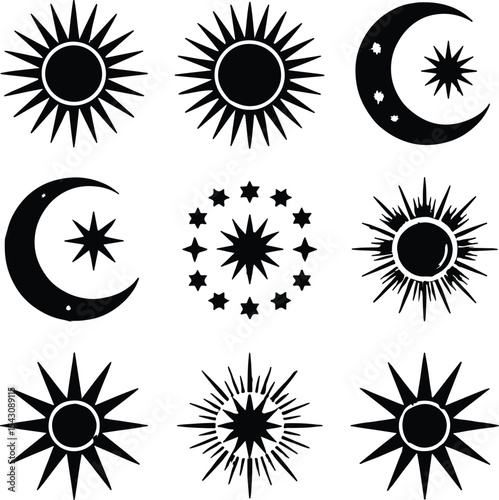 Elegant black silhouette vector graphic representing a serene time of night