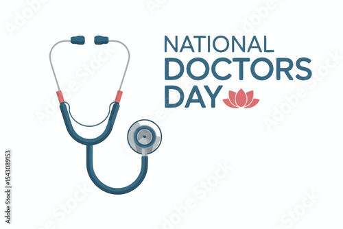National Doctors Day Vector with Stethoscope on White Background