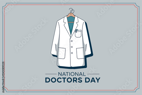 National Doctors Day Vector Illustration with White Coat and Stethoscope on Hanger