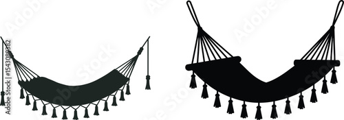 Two Black Silhouette Hammocks, Ideal for Outdoor Relaxation