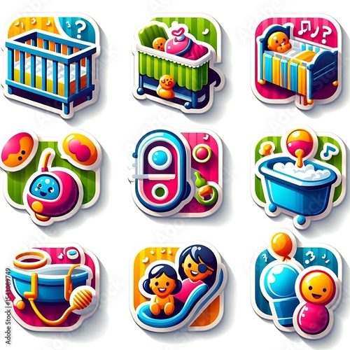 Vibrant 3D Baby Care Icons