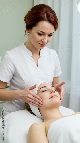 Facial treatment being performed by a spa therapist.