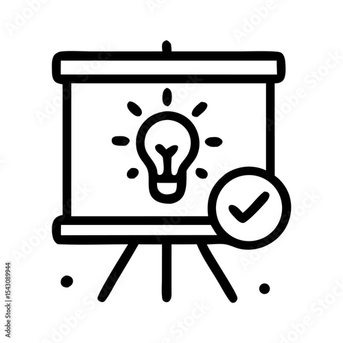 Approved Presentation Showing Bright Idea on Flip Chart.