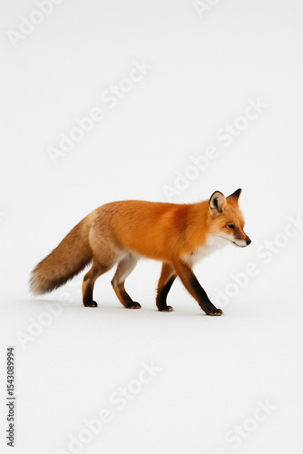 Red Fox Walking in Snow