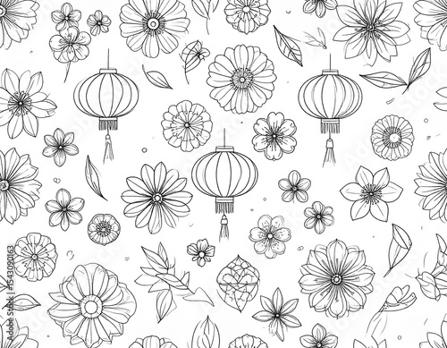 Floral Line Art