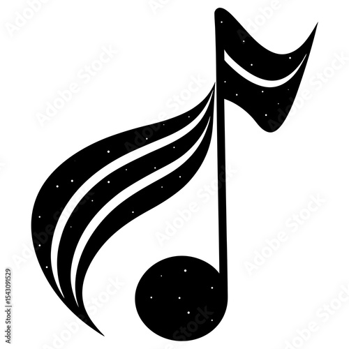 A Music Note Vector | Generative AI and Linocut Silhouette Design for Creative Projects
