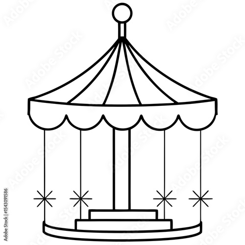 A Pink Carousel Vector | Generative AI Linocut Silhouette Design for Kids & Fairground Art