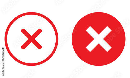 Red cross sign set. Wrong mark collection. Red cross X symbol. Red grunge X icon. Stock vector.