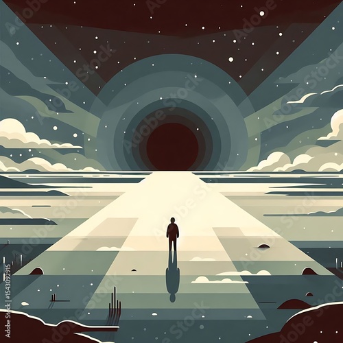 Minimalist Negative Space Scene