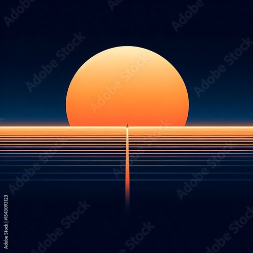 Twilight Ocean with Glowing Sun