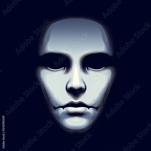 Minimalist Faceless Vector in Blue