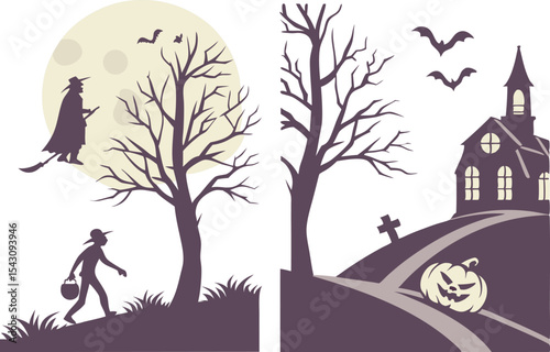 Happy Halloween clipart set with spooky icons. Halloween illustration set with unique scary designs. Happy Halloween cute and spooky clipart bundle. Halloween themed clipart elements in clean design