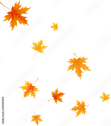 Orange Yellow Autumn Maple Leaves. Fall Pattern. Season Plant  Design Element. Thanksgiving Ornament
