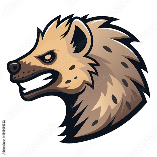Fierce hyena displays intimidating teeth in a captivating sideprofile illustration style artwork