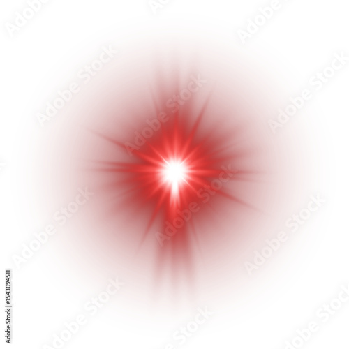 Red Glowing Light Star. Lens Flare. PNG explodes  bright blue light. Sun glare effect. Bright flash.