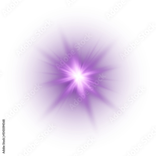 Purple Glowing Light Star. Lens Flare. PNG explodes  bright blue light. Sun glare effect. Bright flash.