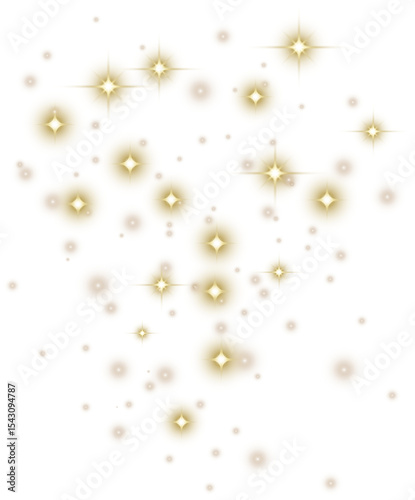 Glowing Christmas Lights. Gold Magic Stars
