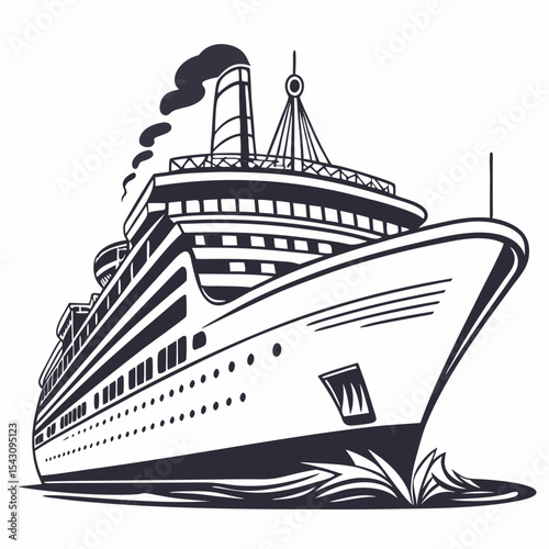 Cruise ship silhouette vector illustration