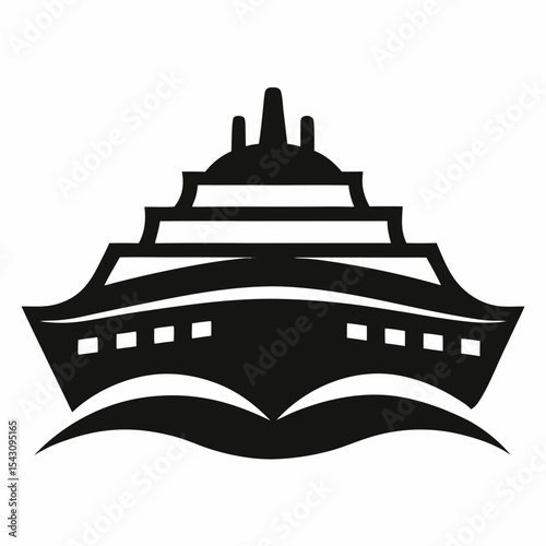 Cruise ship silhouette vector illustration