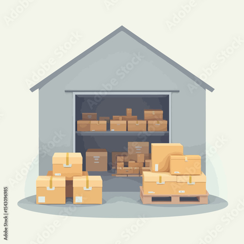 Warehouse storage facility overflowing with cardboard boxes, neatly stacked on shelves and pallets.