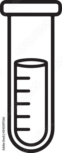 Black and White Line Drawing of Test Tube with Liquid
