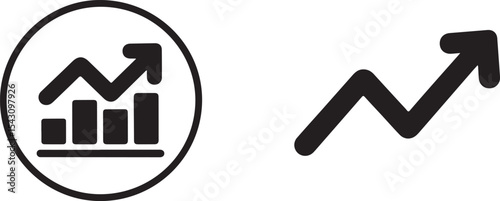 Black and White Minimalist Growth Chart Icons Set bar graph