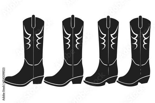 set of Cowboy Boot silhouette vector illustration