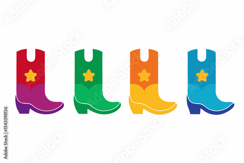 set of Cowboy Boot icon  silhouette vector illustration