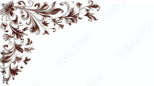 Vintage floral corner on white background
