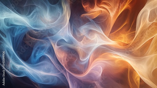 A dynamic abstract design featuring colorful waves of light and dark hues intertwined in elegant patterns The smooth gradients and flowing shapes create depth