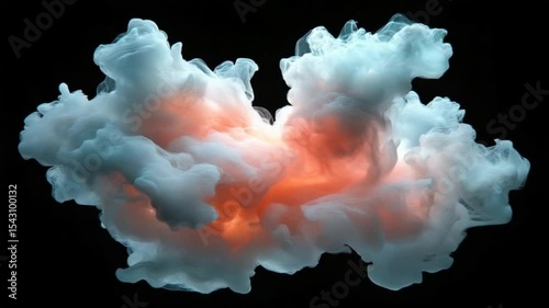 Ethereal cloud formation with vibrant colors floating against a dark background