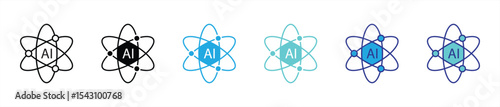 atomic intelligence icon set. containing fusing scientific discovery with the power of artificial intelligence thin line and color style icon symbol sign for your app and web. vector illustration
